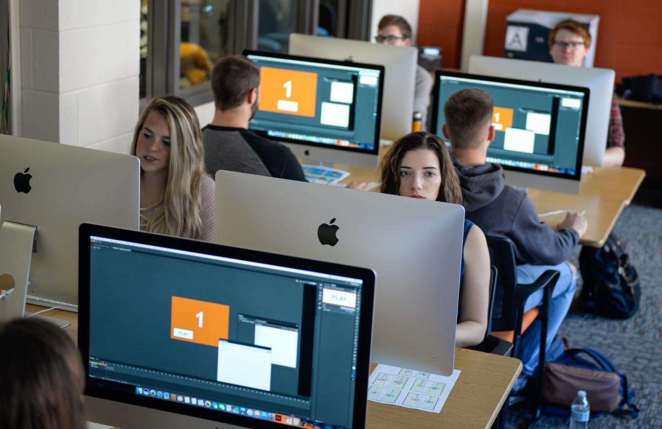 students working on computers